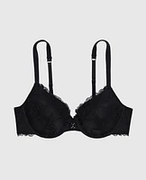 Soutien-gorge couvrant en dentelle légèrement doublé noir