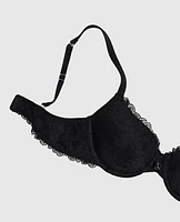 Soutien-gorge couvrant en dentelle légèrement doublé noir