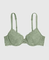 Soutien-gorge couvrant en dentelle légèrement doublé douce sauge