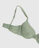 Soutien-gorge couvrant en dentelle légèrement doublé douce sauge