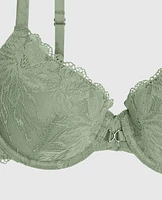 Soutien-gorge couvrant en dentelle légèrement doublé douce sauge