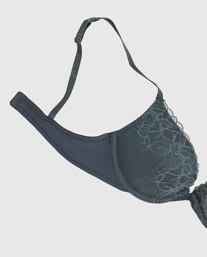 Soutien-gorge pigeonnant en dentelle ciel orageux