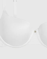 Lightly Lined Balconette Bra with Lace Ivory