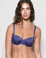 Lightly Lined Balconette Bra with Lace Dusk Blue