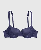 Lightly Lined Balconette Bra with Lace Dusk Blue