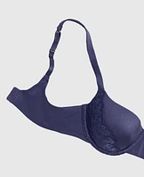 Lightly Lined Balconette Bra with Lace Dusk Blue