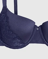 Lightly Lined Balconette Bra with Lace Dusk Blue