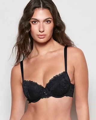 Lightly Lined Lace Balconette Bra Black