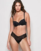 Lightly Lined Lace Balconette Bra Black
