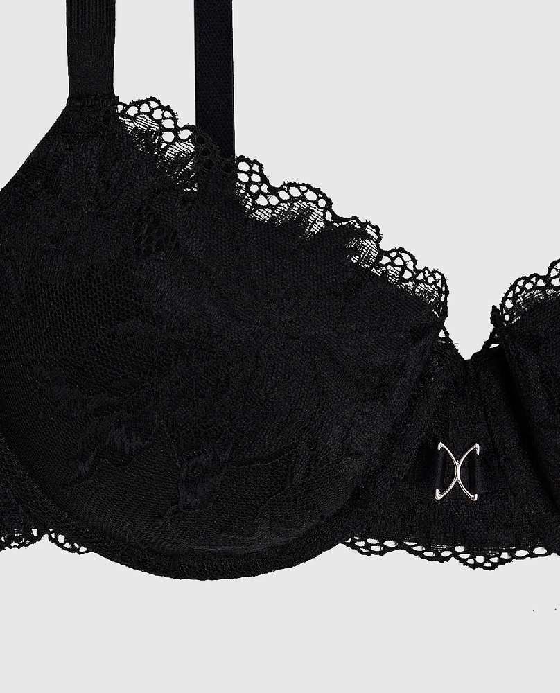 Lightly Lined Lace Balconette Bra Black