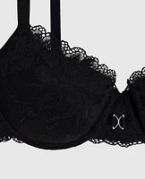 Lightly Lined Lace Balconette Bra Black
