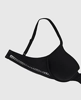 Lightly Lined Demi Bra with Lace Black