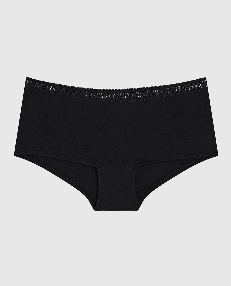 Culotte garçonne avec dentelle élémentaire noire