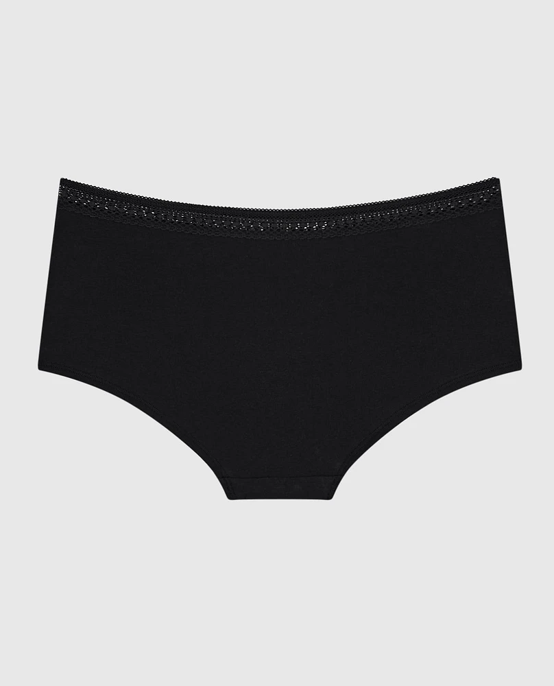 Culotte garçonne avec dentelle élémentaire noire