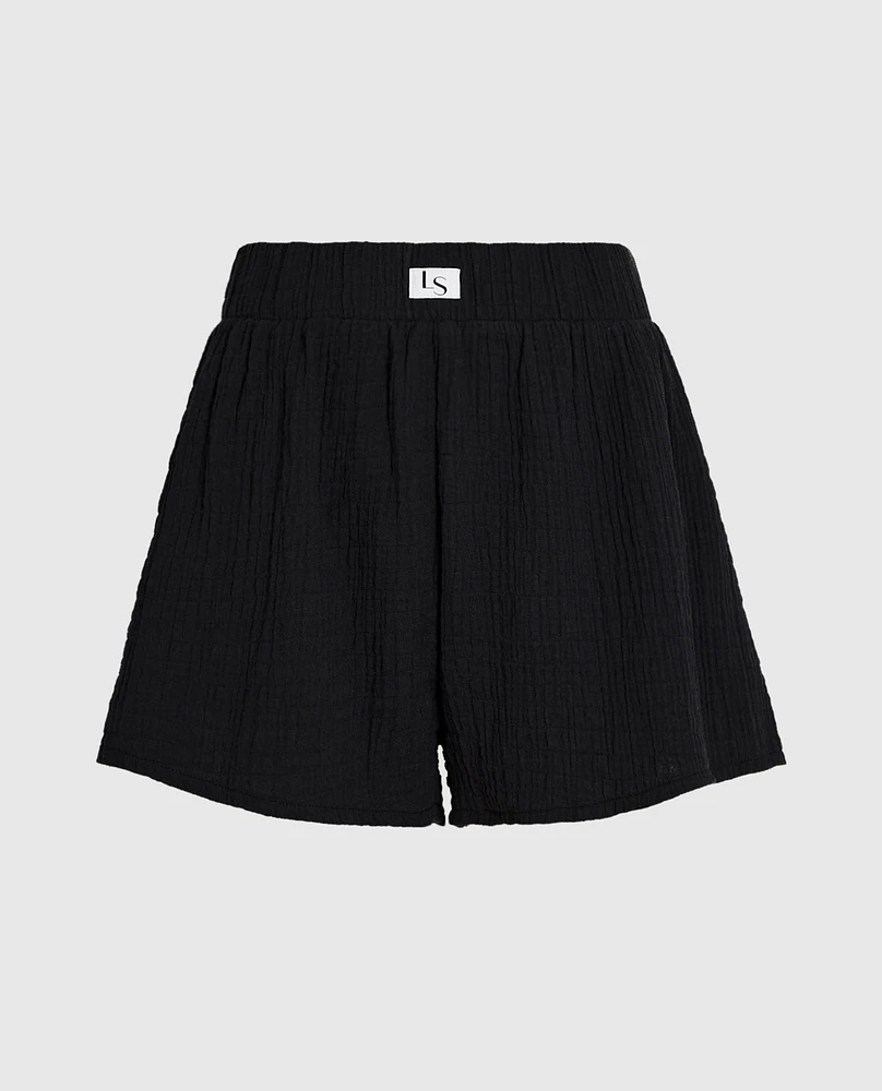 Short de nuit texturé noir