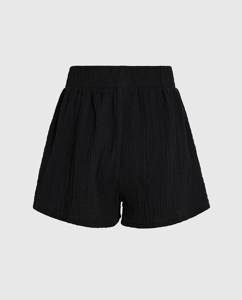 Short de nuit texturé noir