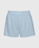 Textured Pajama Short Subdued Blue