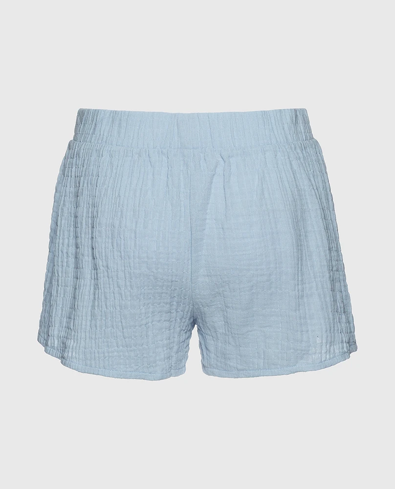 Textured Pajama Short Subdued Blue