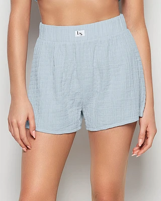 Textured Pajama Short Subdued Blue