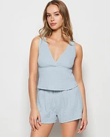 Textured Pajama Short Subdued Blue