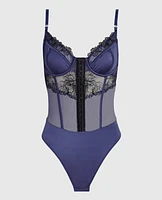 Lightly Lined Lace Bodysuit Dusk Blue