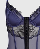 Lightly Lined Lace Bodysuit Dusk Blue