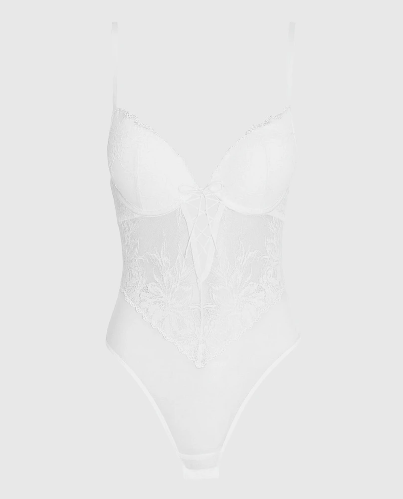 Lightly Lined Lace Bodysuit Ivory