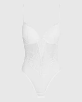 Lightly Lined Lace Bodysuit Ivory