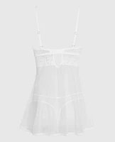 Unlined Balconette Babydoll with a Bow Ivory