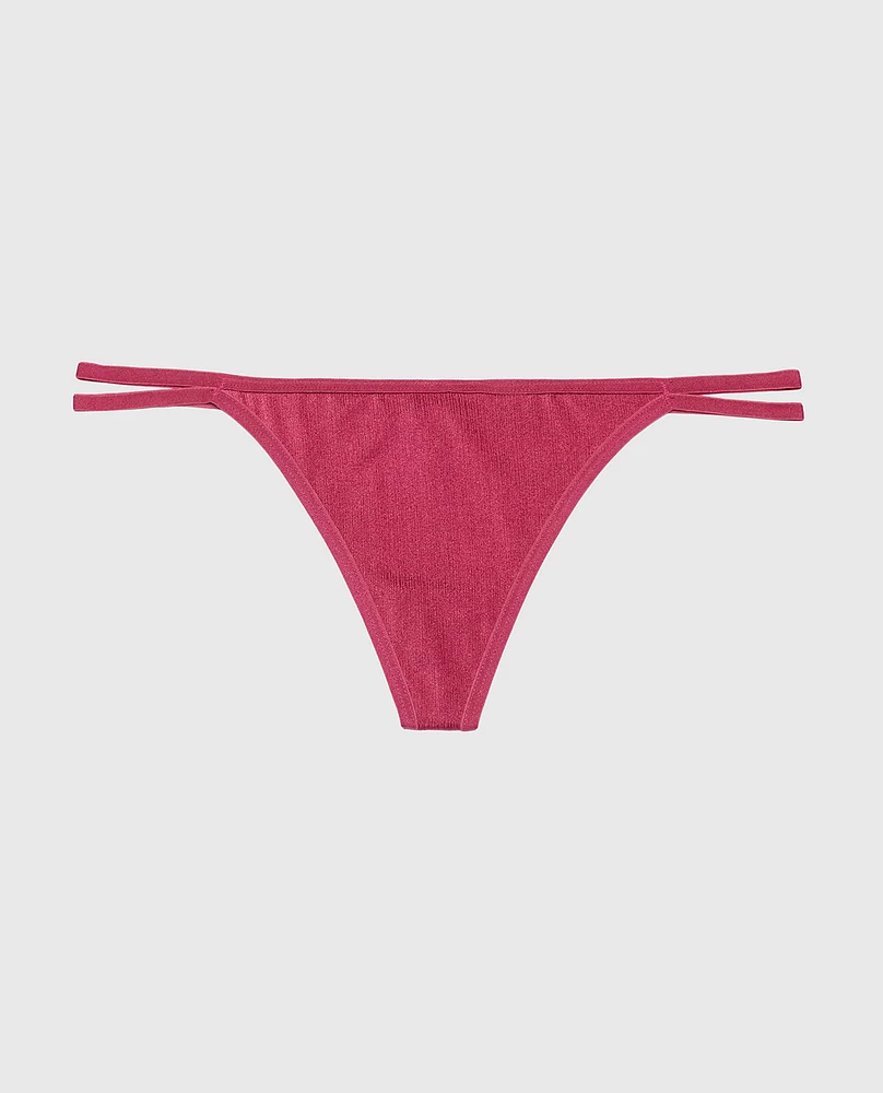 G-String Panty with Bamboo Ring Electric Rouge