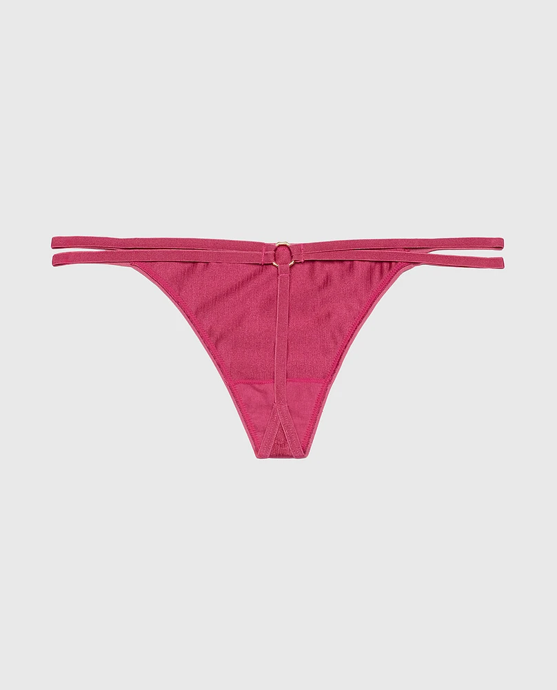 G-String Panty with Bamboo Ring Electric Rouge