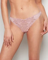 High Leg Lace Thong Panty Iced Lilac