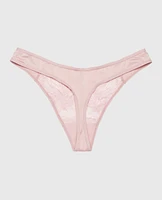 High Leg Lace Thong Panty Iced Lilac