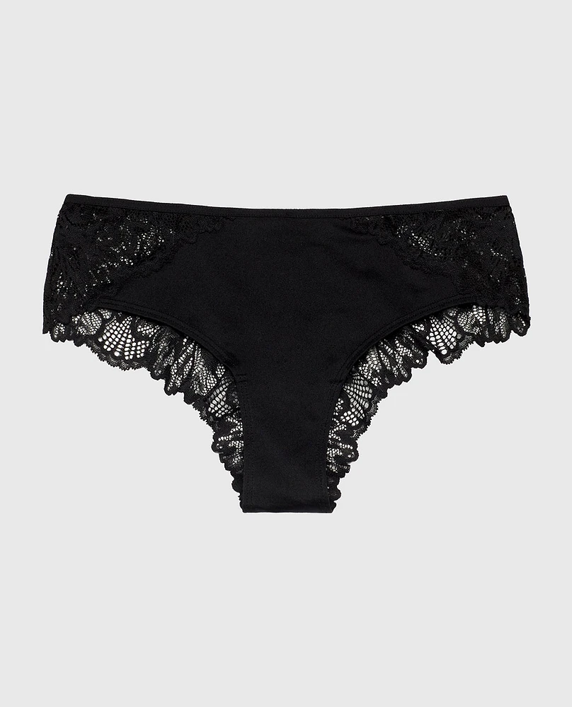 Allover Lace Cheeky Panty Tuxedo Black