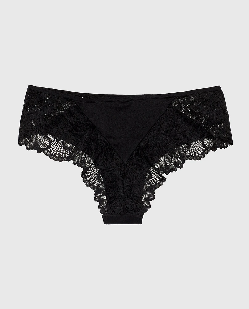 Allover Lace Cheeky Panty Tuxedo Black