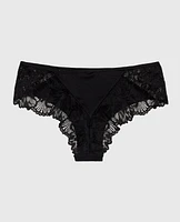 Allover Lace Cheeky Panty Tuxedo Black