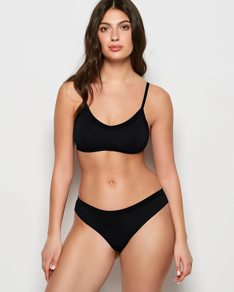 Tanga avec bande délicate smoking noir