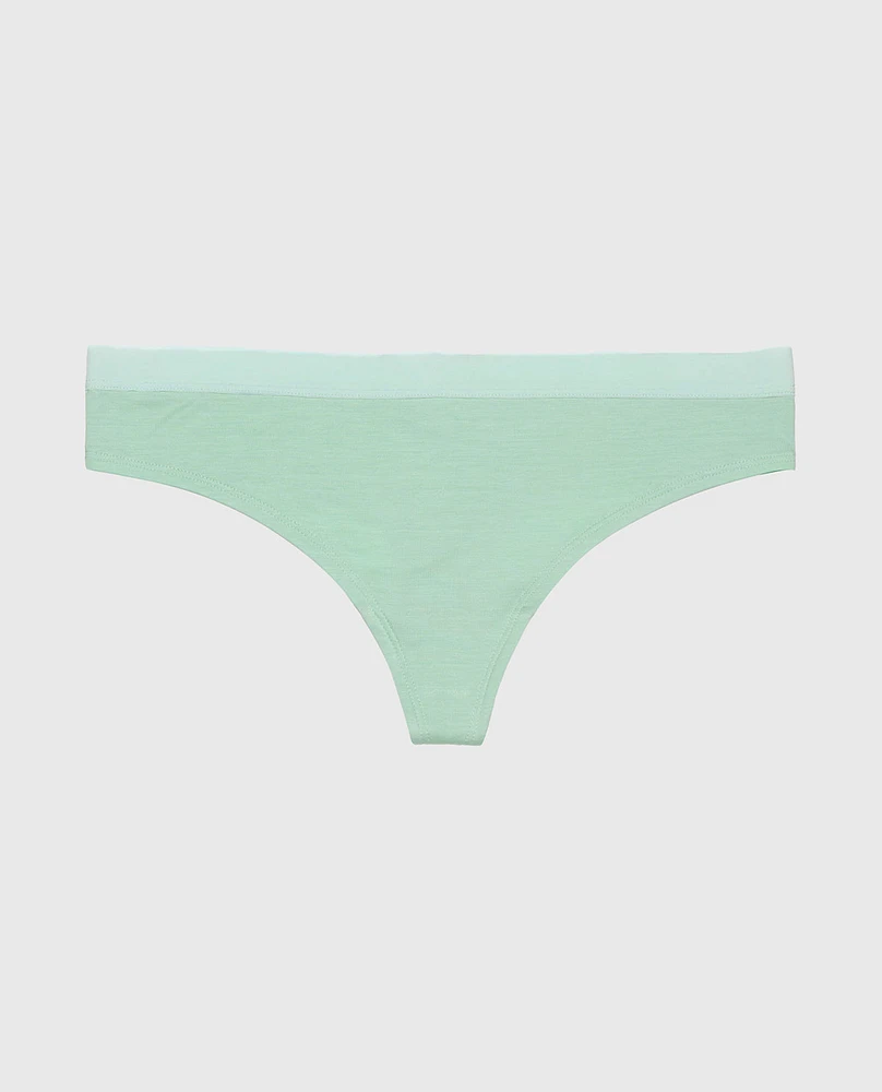 Thong Panty with Vanishing Trim Mist Green