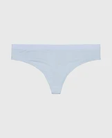 Thong Panty with Vanishing Trim Subdued Blue