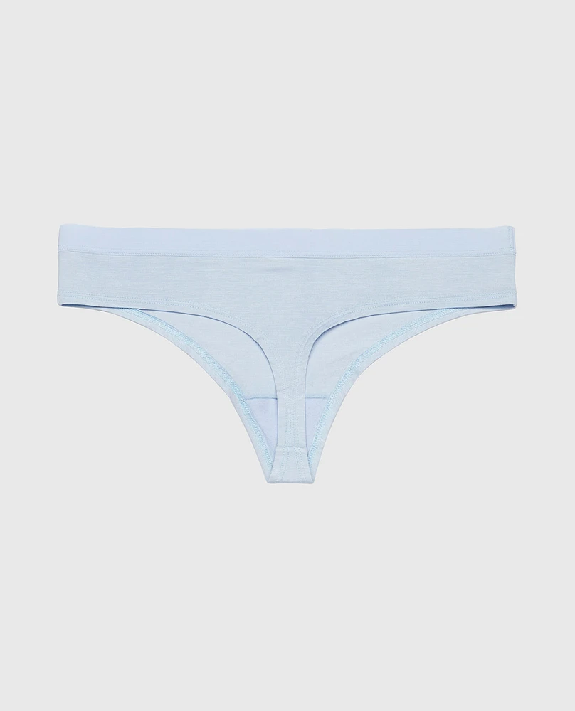 Thong Panty with Vanishing Trim Subdued Blue
