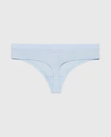 Thong Panty with Vanishing Trim Subdued Blue