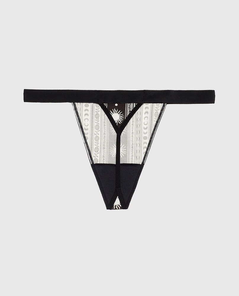 G-String Panty with Vanishing Trim Boho Stripe
