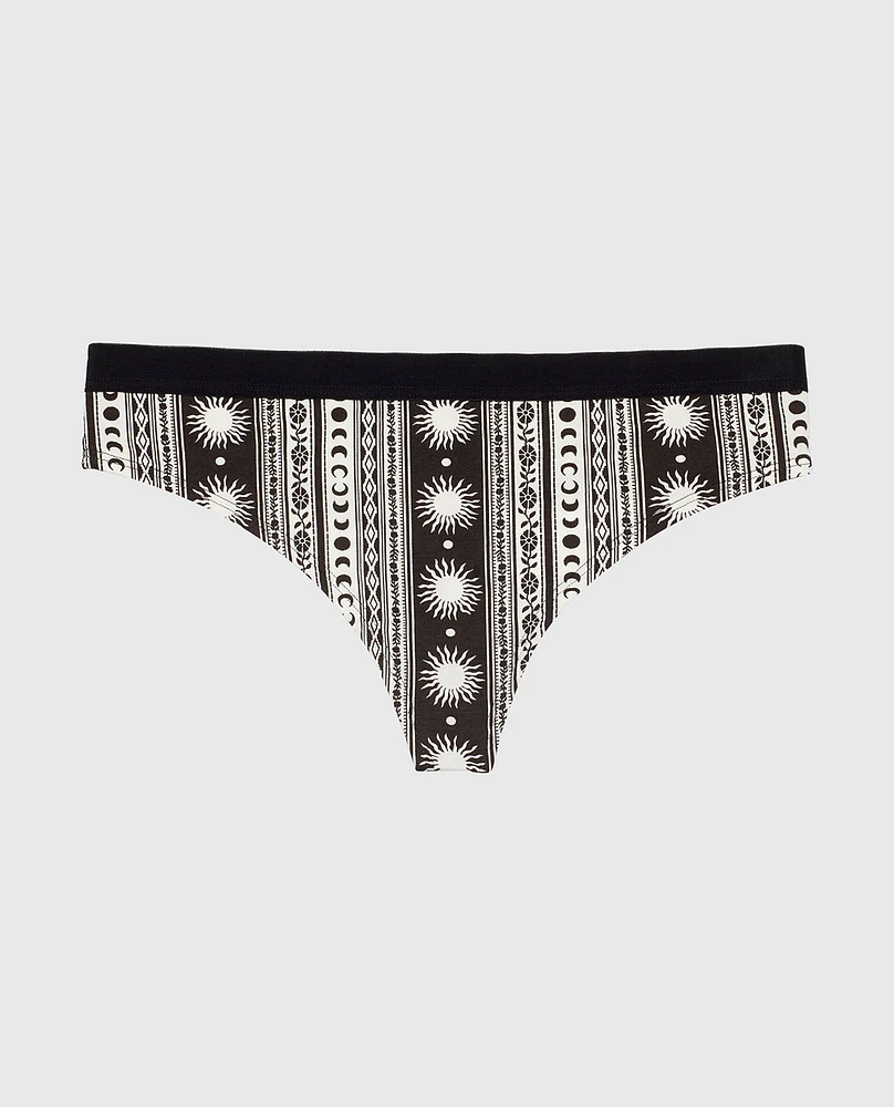 Thong Panty with Vanishing Trim Boho Stripe