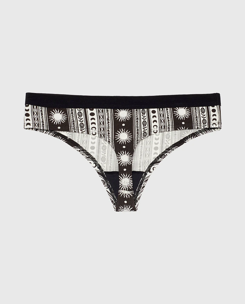Thong Panty with Vanishing Trim Boho Stripe