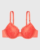 Soutien-gorge en dentelle couvrant légèrement doublé orange éclatant