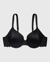 Soutien-gorge couvrant en dentelle légèrement doublé smoking noir