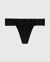 Tanga avec bordure en dentelle smoking noir