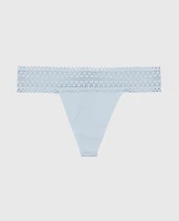 Thong Panty with Lace Trim Subdued Blue