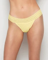 Thong Panty with Lace Trim Mellow Yellow