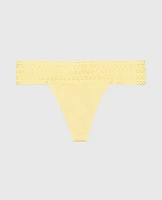 Thong Panty with Lace Trim Mellow Yellow